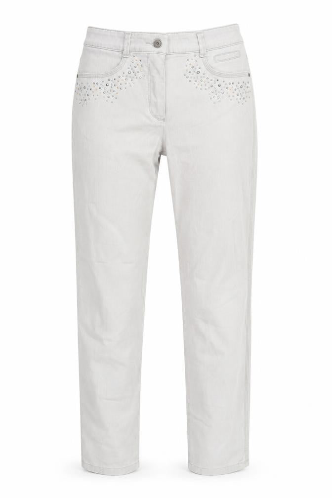 Bianca Women Grey Straight Corduroy Rhinestone Jeans Size 10
