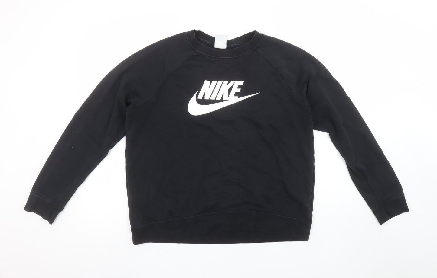 Nike Women Black Large Pullover Sweatshirt Crew Neck Logo Print