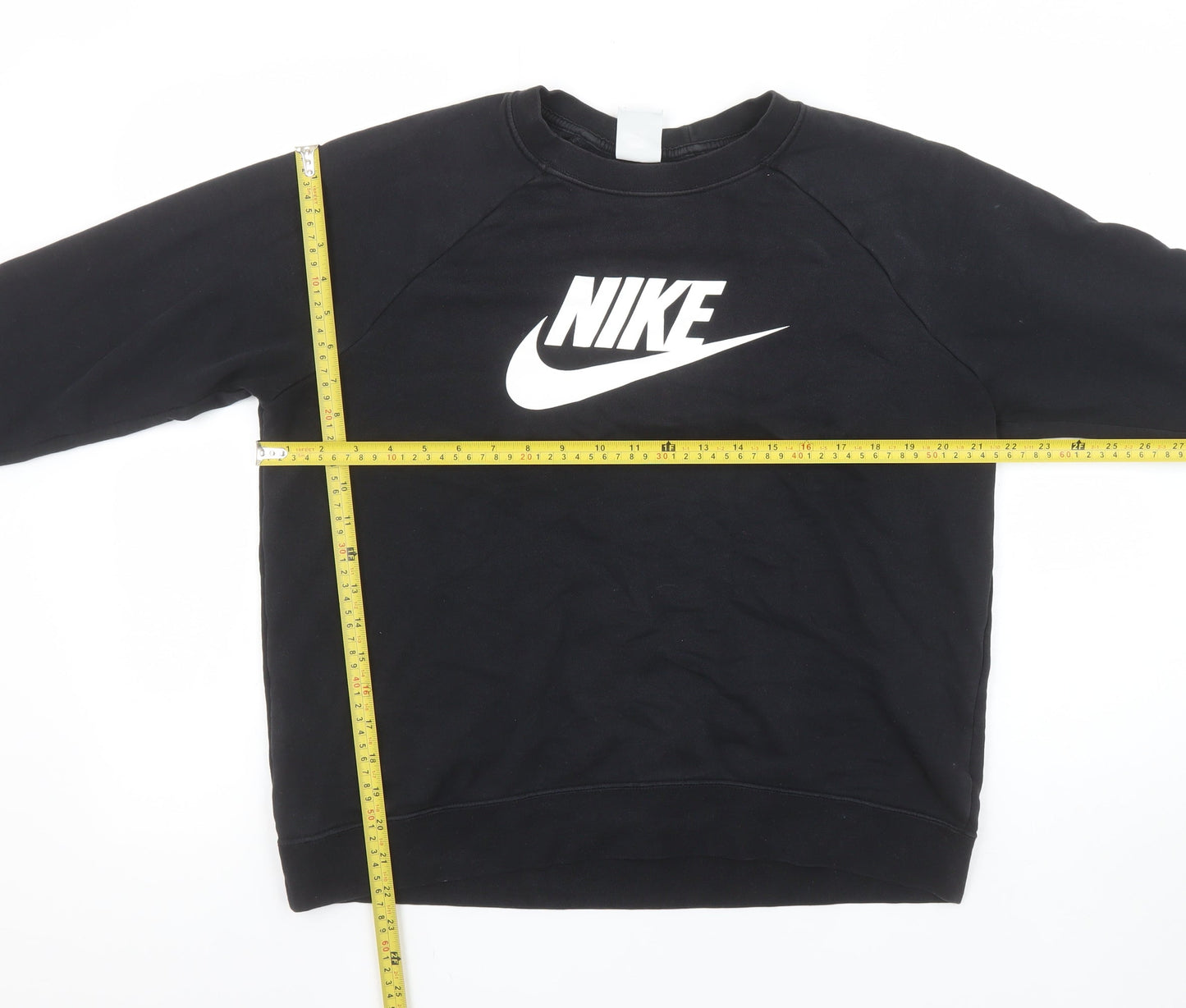Nike Women Black Large Pullover Sweatshirt Crew Neck Logo Print