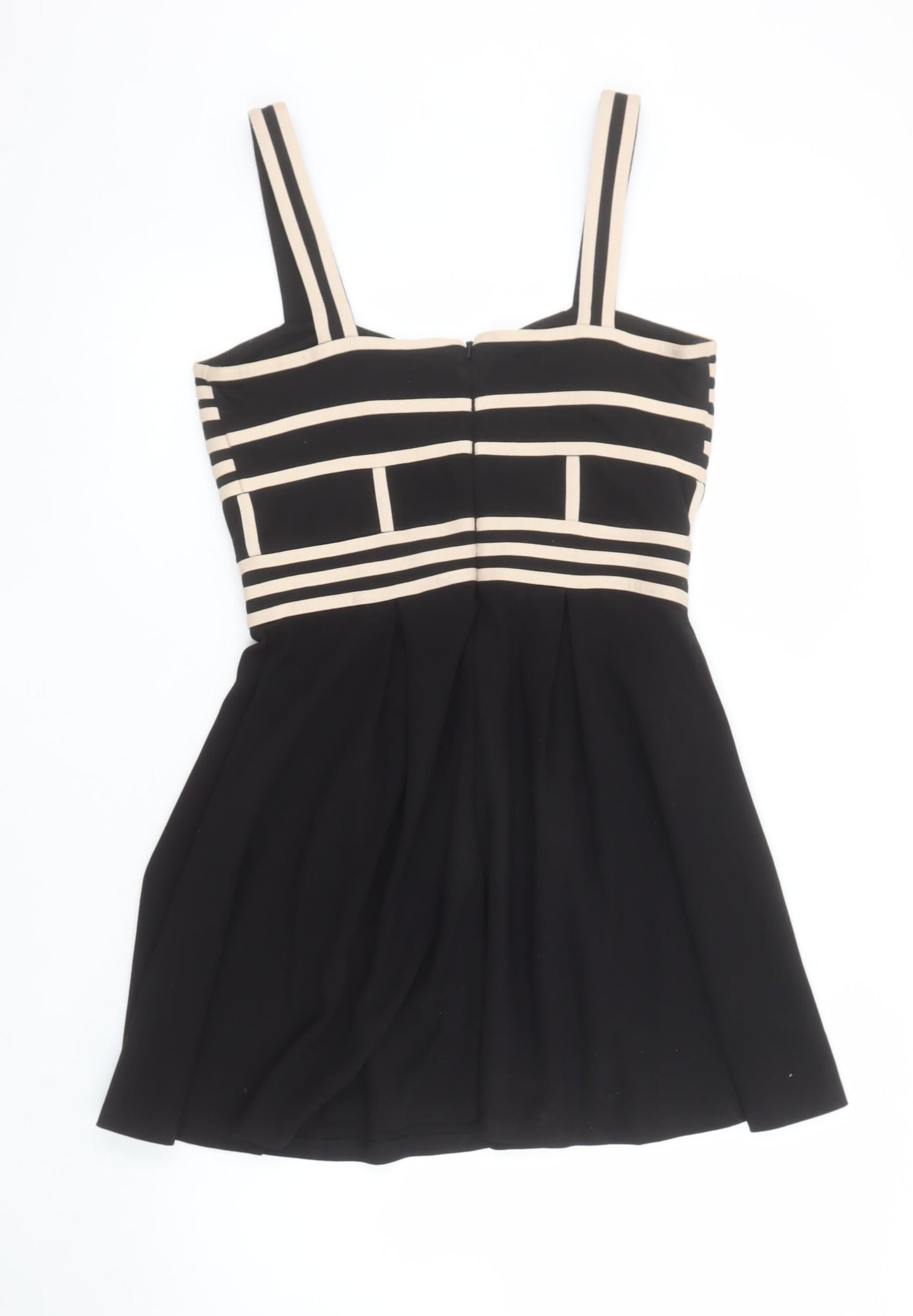Warehouse Women’s Black & Beige Fit & Flare Short Dress UK12