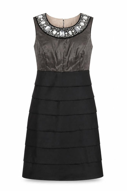 Next Women’s Black Beaded Sleeveless Shift Dress Size 10