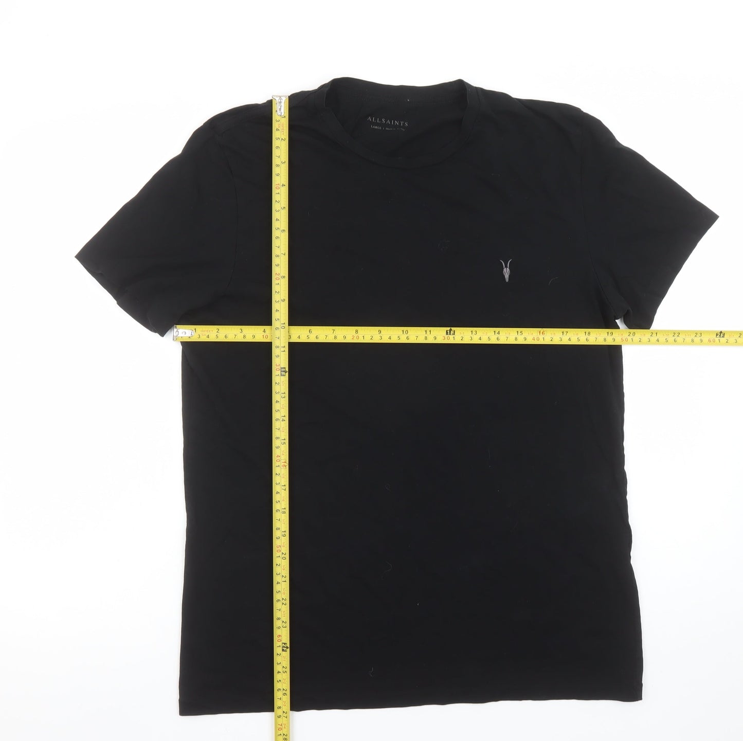 AllSaints Men’s Black Cotton Crew Neck Short Sleeve T-Shirt Size L