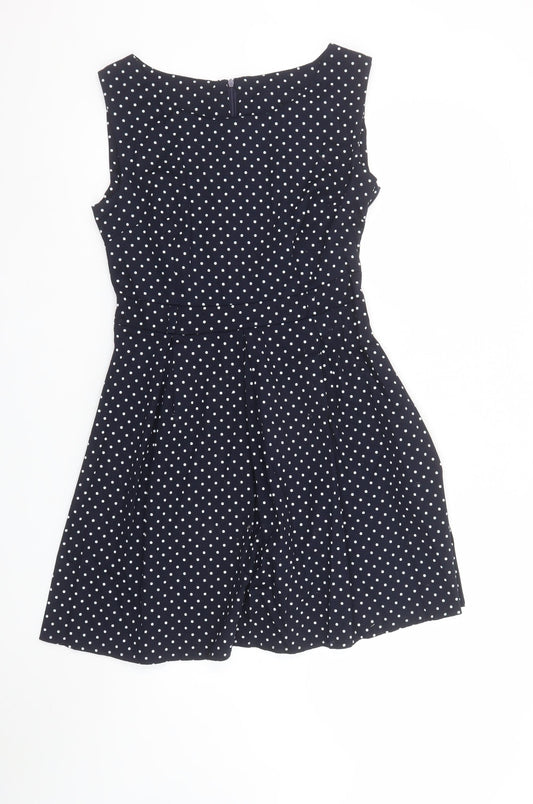 Izabel London Women’s Blue Polka Dot Fit & Flare Dress Size 12