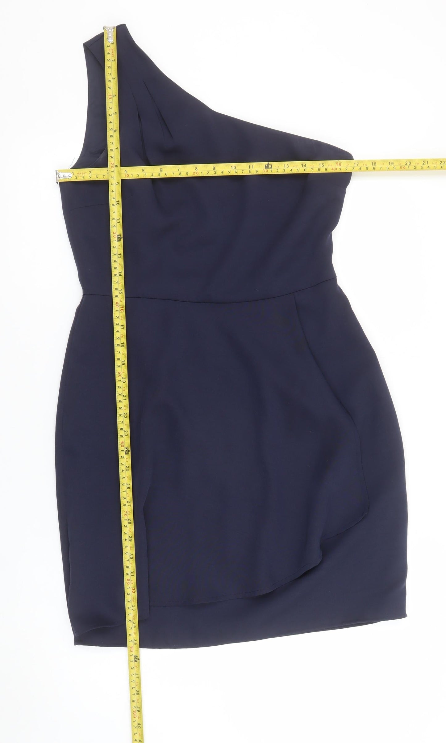 Oasis Womens Blue One Shoulder Short Sheath Dress Size 12