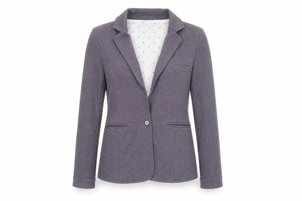 Dickins & Jones Women’s Grey Cotton Blend Blazer UK 10 Single-Breasted Jacket