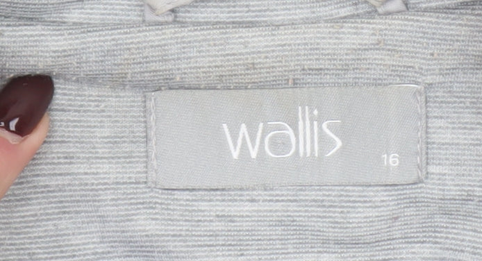 Wallis Women’s Grey Shawl Collar Blazer Jacket Size 16