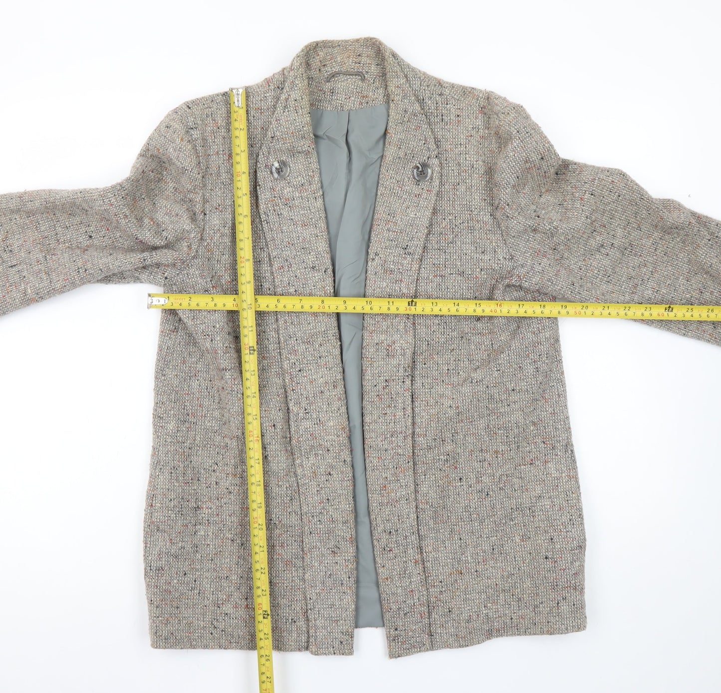 Richard Shops Women Beige Wool Blend Tweed Single-Breasted Blazer Size 14
