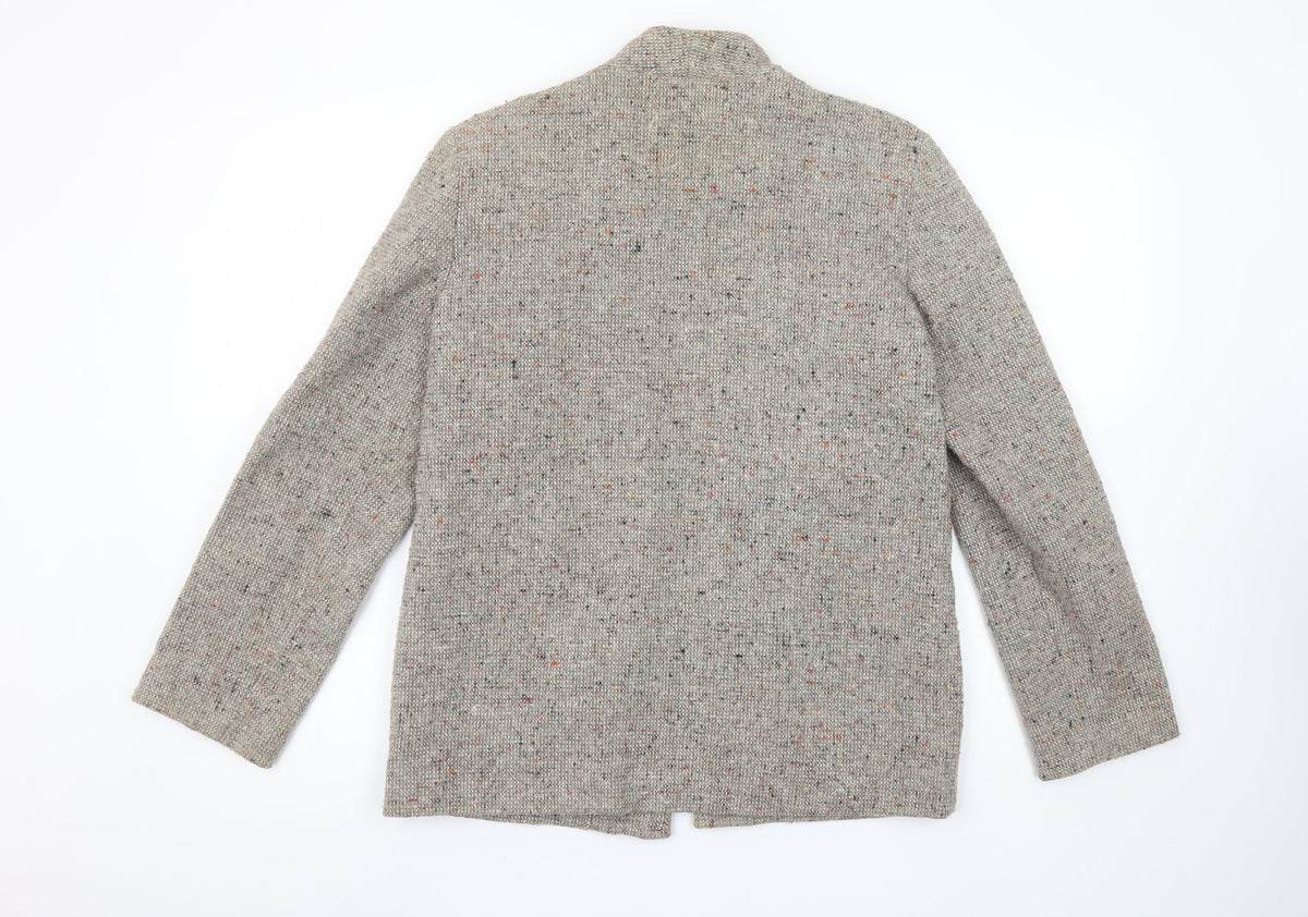 Richard Shops Women Beige Wool Blend Tweed Single-Breasted Blazer Size 14