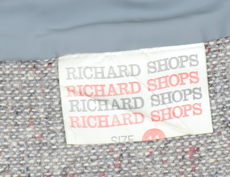 Richard Shops Women Beige Wool Blend Tweed Single-Breasted Blazer Size 14