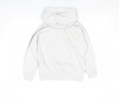 Close-up detail of Disney girls’ grey stitch pullover hoodie 6 years fleece long sleeve