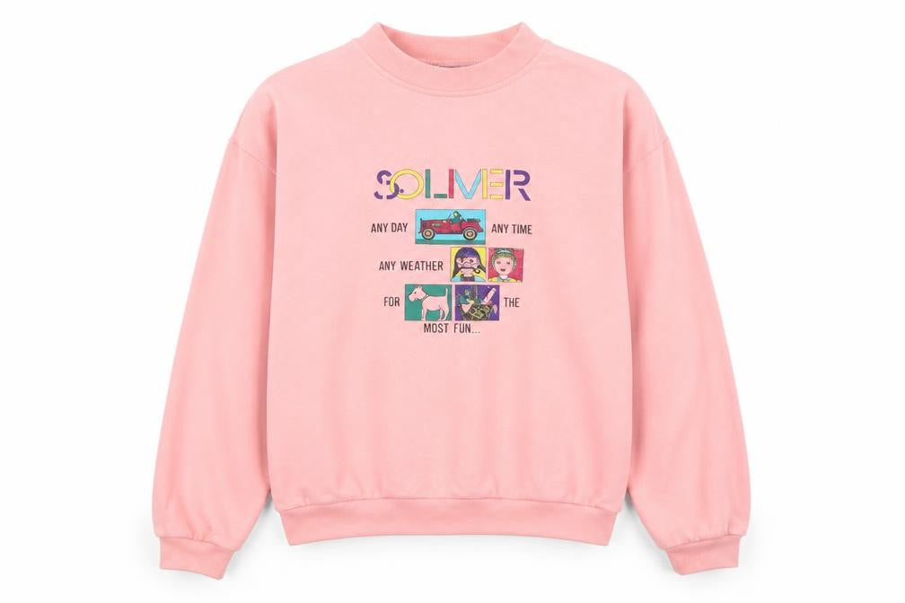 s.Oliver Womens Pink Graphic Pullover Sweatshirt Size M