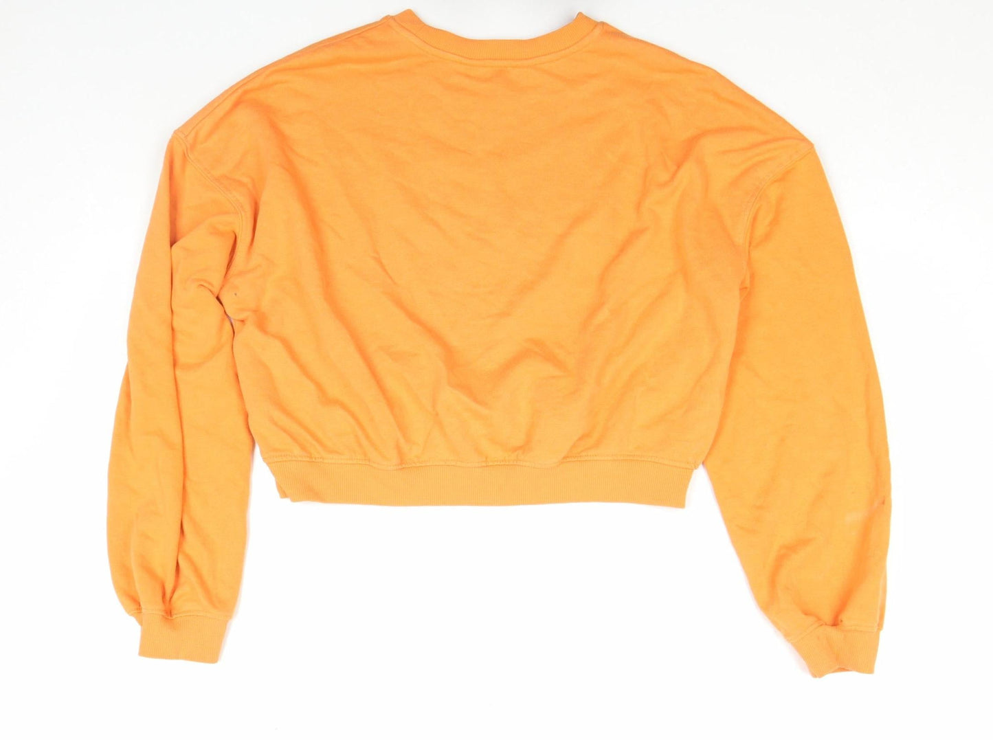 H&M Women Orange Graphic Crop Sweatshirt Size M Cotton Blend