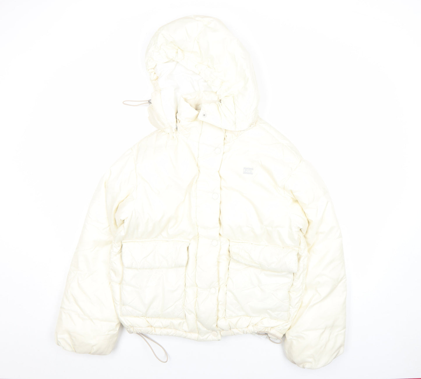 Levi's Women's Ivory Hooded Puffer Jacket Size S Quilted Winter Coat