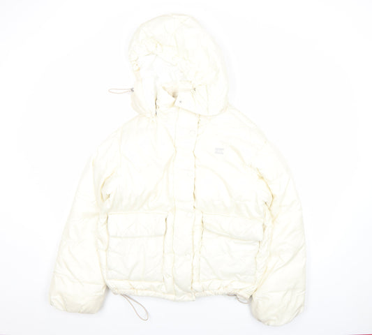 Levi's Women's Ivory Hooded Puffer Jacket Size S Quilted Winter Coat
