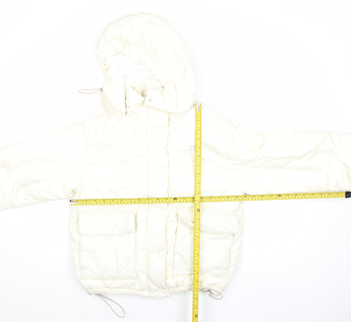 Levi's Women's Ivory Hooded Puffer Jacket Size S Quilted Winter Coat