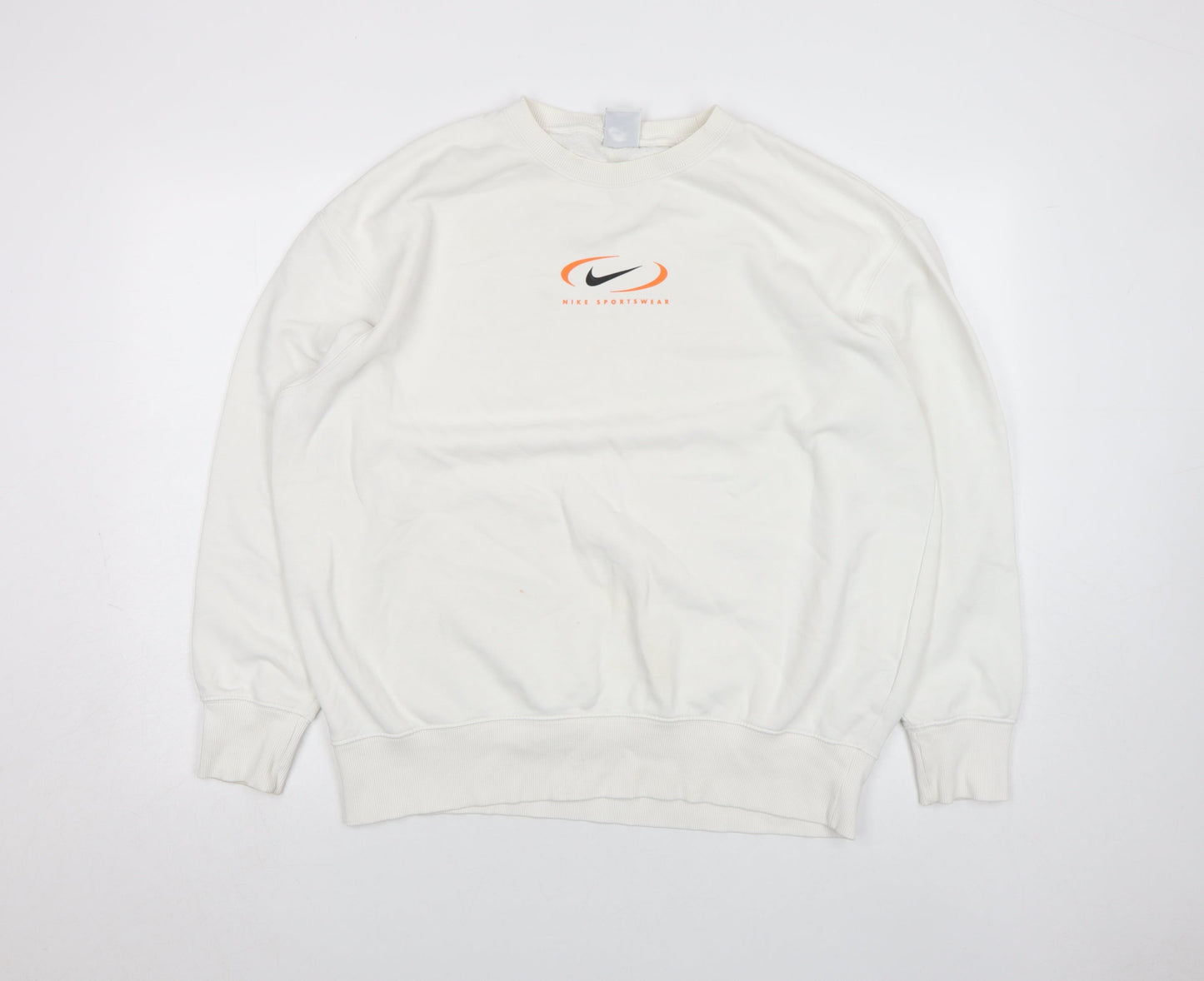 Nike Men's White Small Pullover Sweatshirt Sportswear Logo Fleece