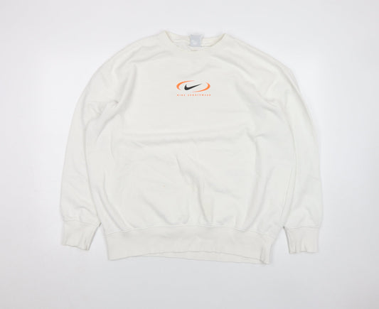 Nike Men's White Small Pullover Sweatshirt Sportswear Logo Fleece