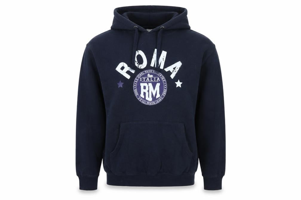 Lemon Collection Men's Blue Pullover Hoodie XL ROMA Print