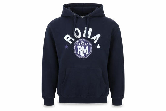 Lemon Collection Men's Blue Pullover Hoodie XL ROMA Print