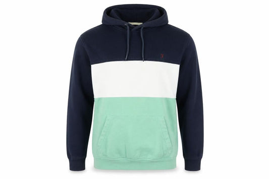 Farah Men's Blue Green White Pullover Colour Block Hoodie Size L