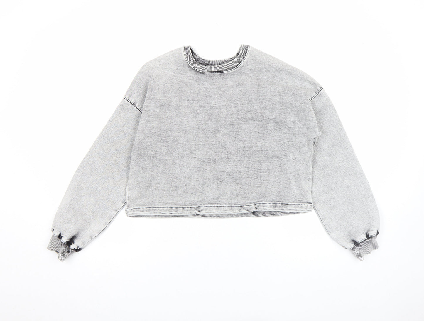Primark Denim Co Women Grey Cropped Pullover Sweatshirt Size 6