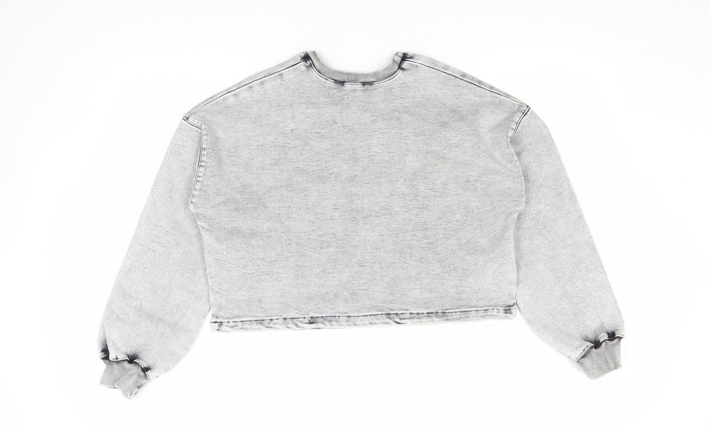 Primark Denim Co Women Grey Cropped Pullover Sweatshirt Size 6
