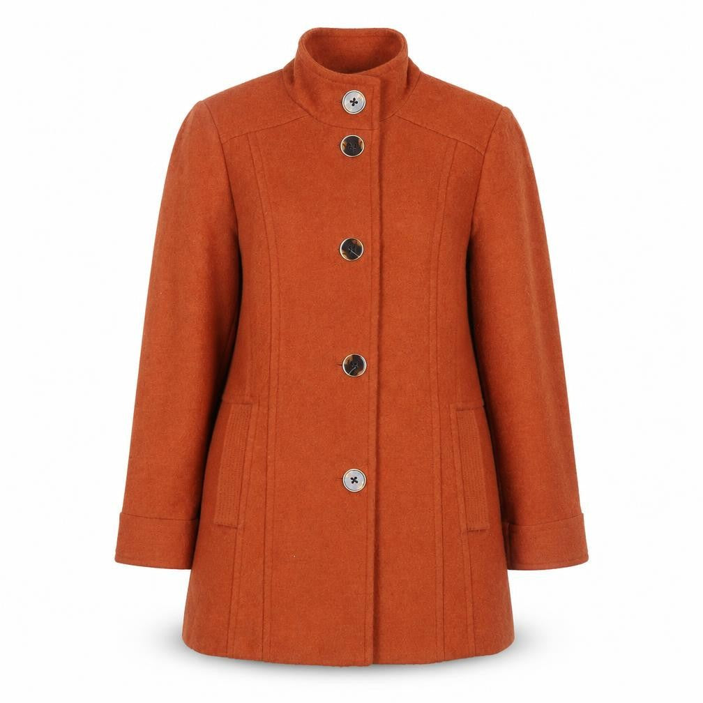 Classics Women's Brown Wool Blend Mid-Length Overcoat Size 14