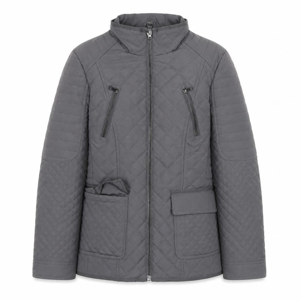 Next Women’s Grey Quilted Full Zip Mid-Length Jacket Size 14