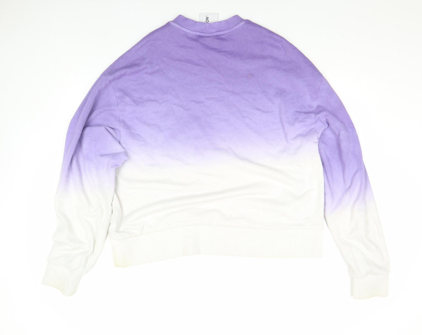 Collusion Women Purple White Ombre Sweatshirt Size S Cotton Crew Neck