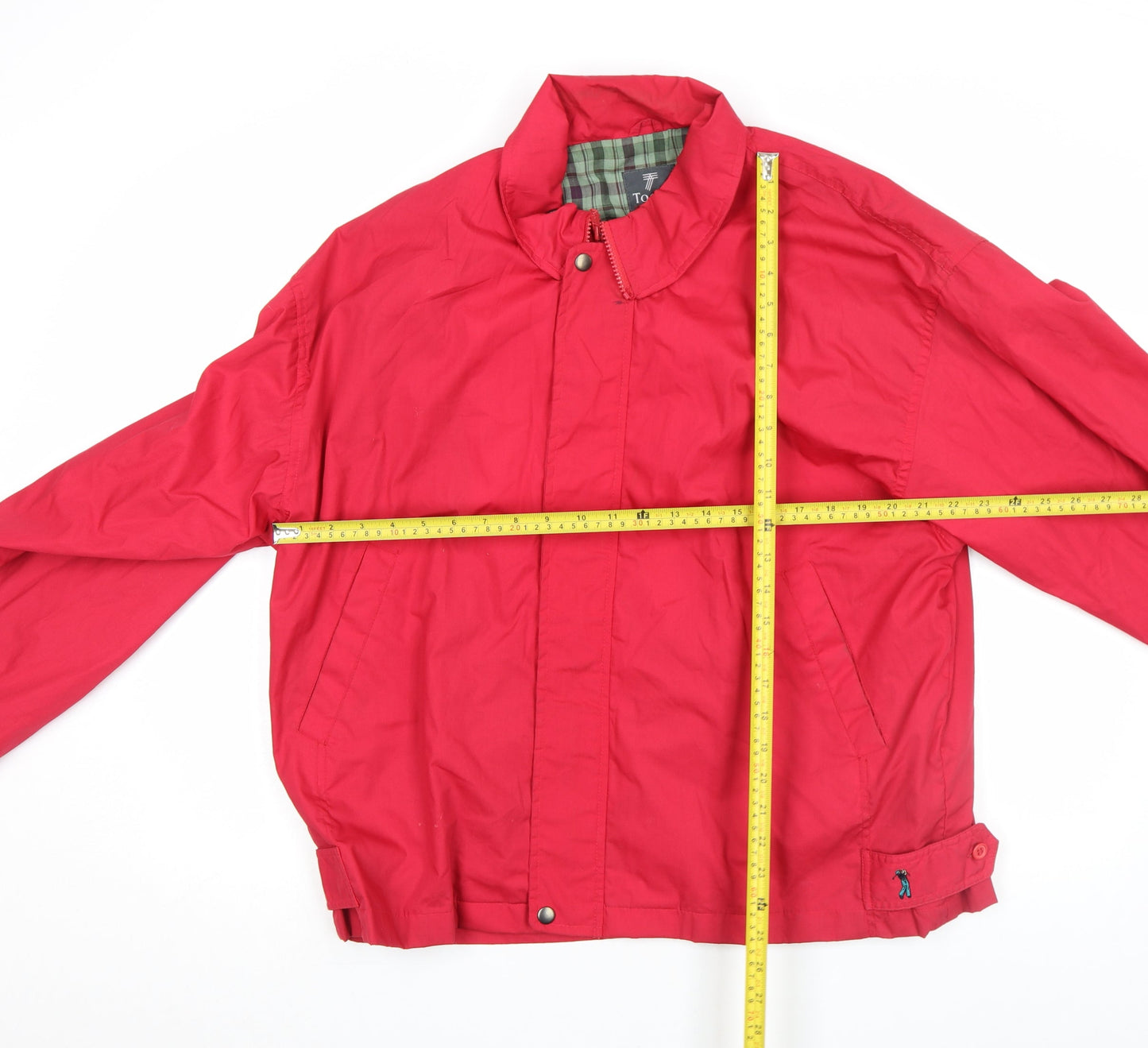 Tootal Men's Red Bomber Jacket L Classic Lined Full Zip Cotton Blend
