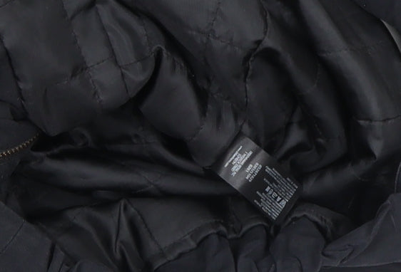 John Lewis Womens Black Hooded Parka Coat Size 12 Long Sleeve Lined