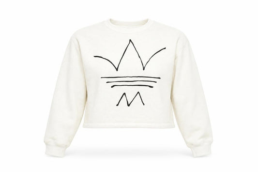 Adidas Women Ivory Crew Neck Long Sleeve Pullover Sweatshirt Size 10