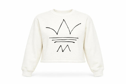 Adidas Women Ivory Crew Neck Long Sleeve Pullover Sweatshirt Size 10