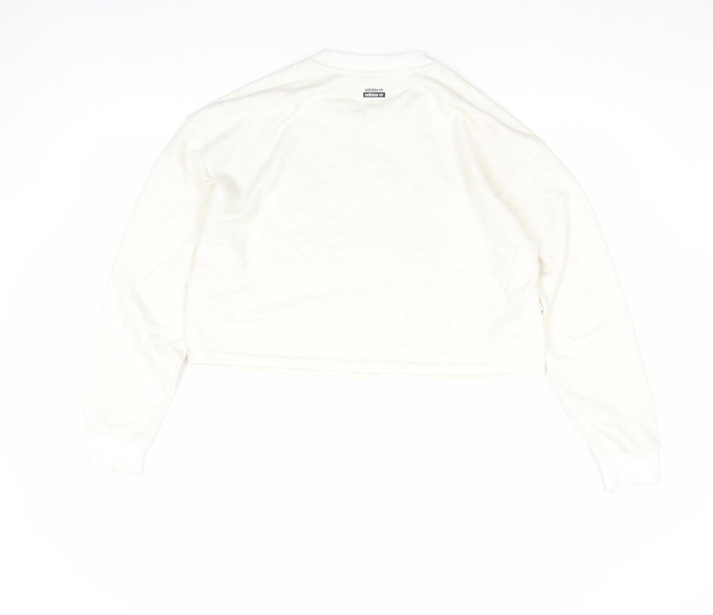Adidas Women Ivory Crew Neck Long Sleeve Pullover Sweatshirt Size 10