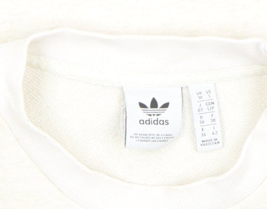 Adidas Women Ivory Crew Neck Long Sleeve Pullover Sweatshirt Size 10