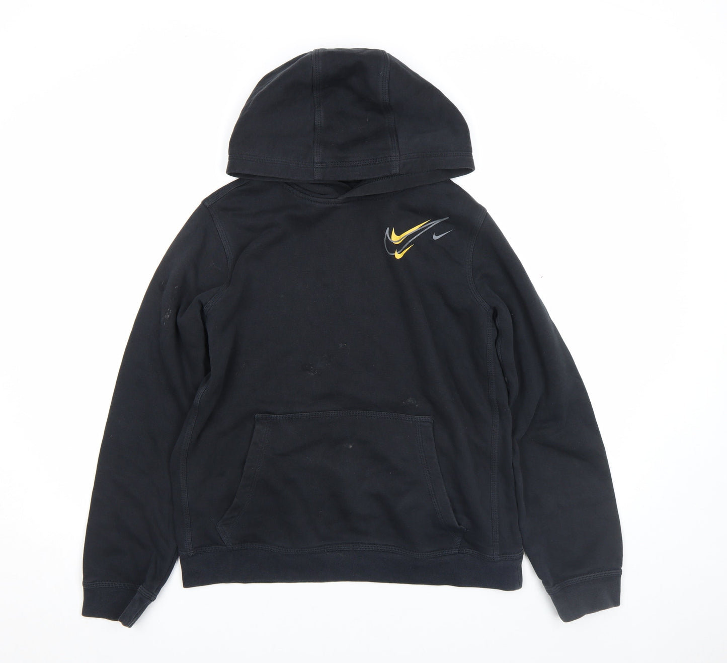 Nike Boys Black Pullover Hoodie 15-16 Years Fleece Logo Sportswear