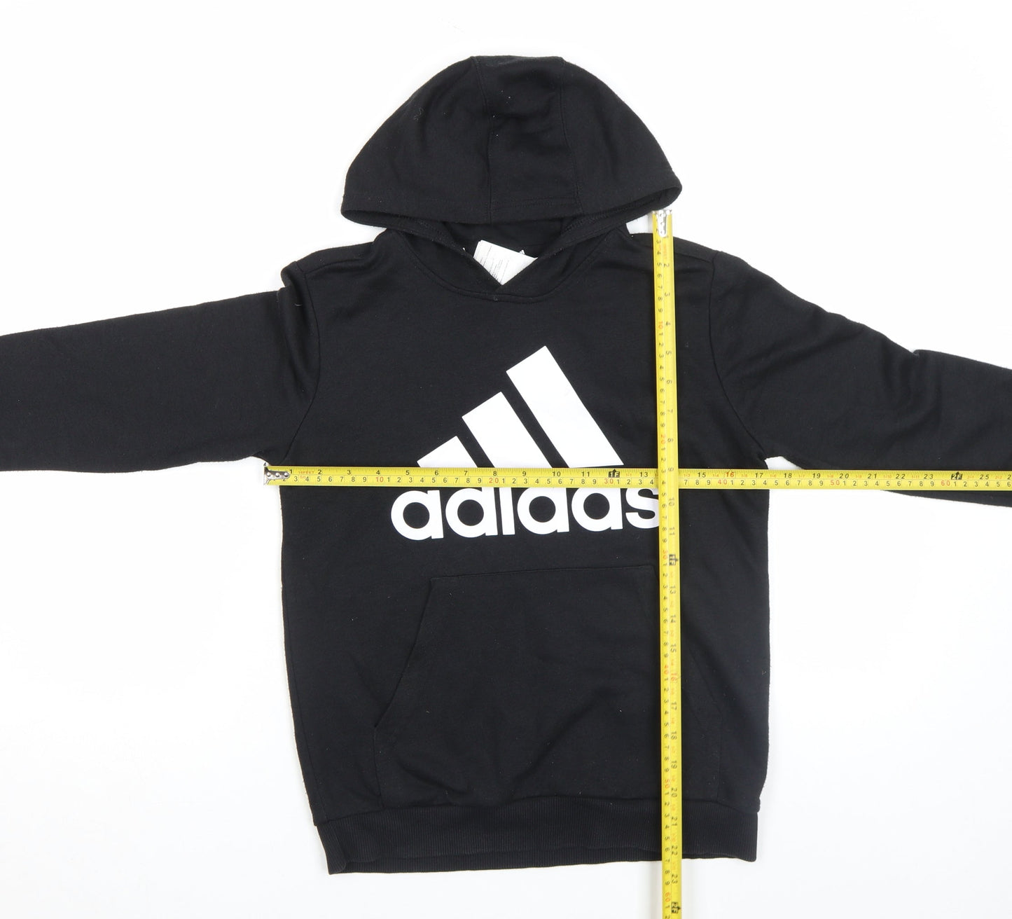 adidas Boys Black Pullover Hoodie 13-14 Years Regular Fit Graphic Logo Top