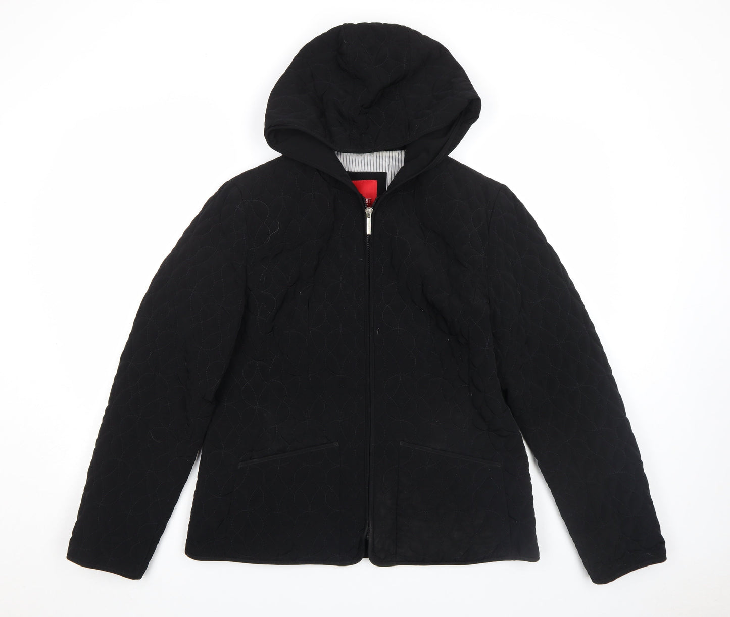 Esprit Womens Black Quilted Hooded Mid-Length Jacket Size M