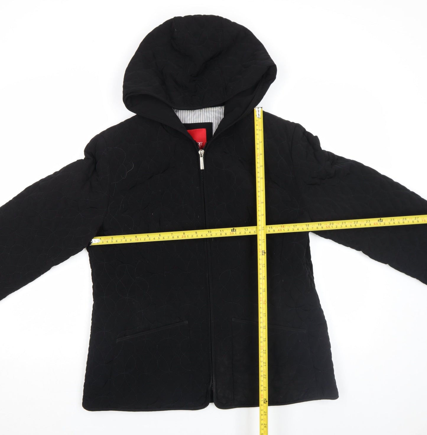 Esprit Womens Black Quilted Hooded Mid-Length Jacket Size M