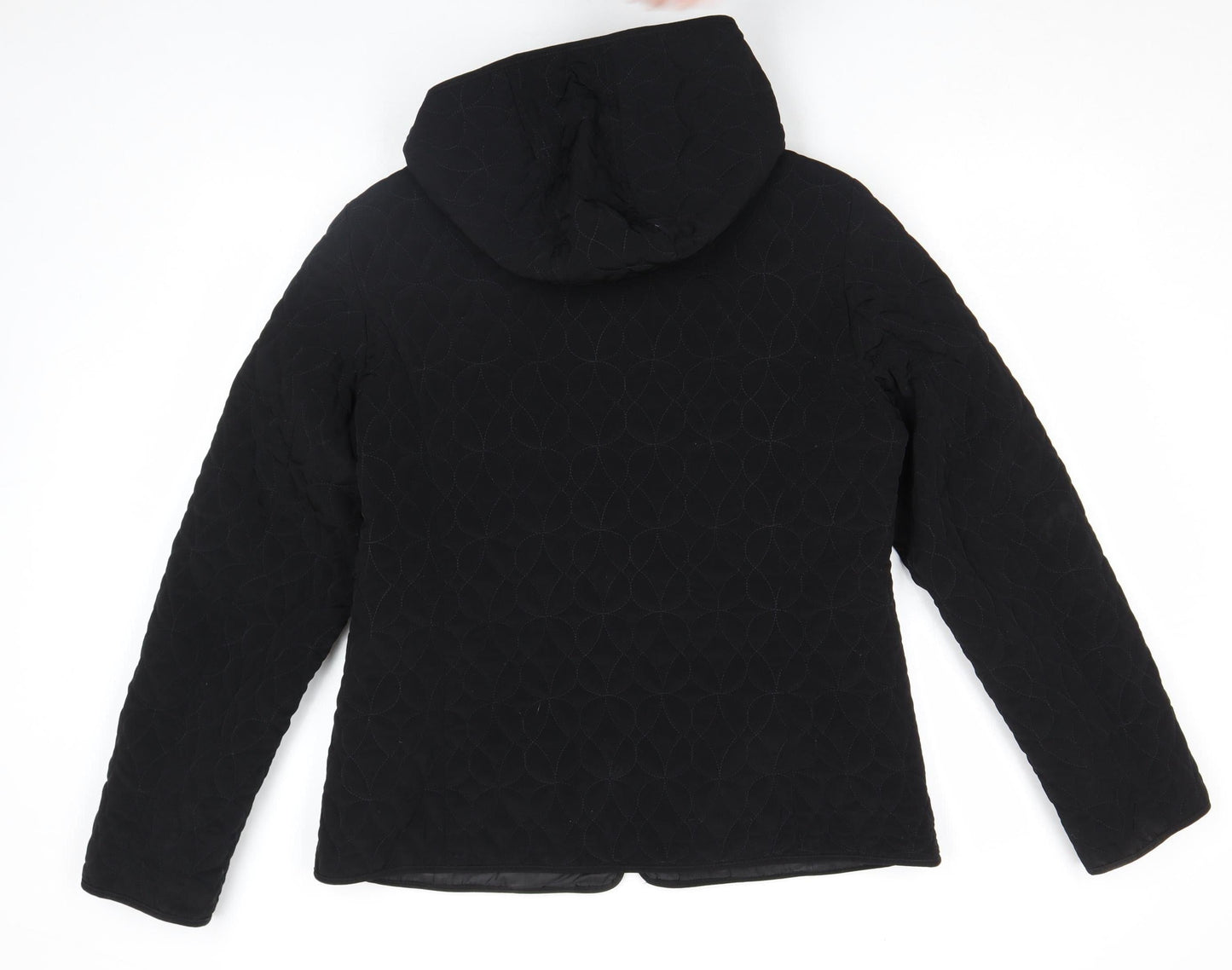 Esprit Womens Black Quilted Hooded Mid-Length Jacket Size M