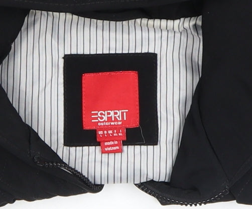 Esprit Womens Black Quilted Hooded Mid-Length Jacket Size M