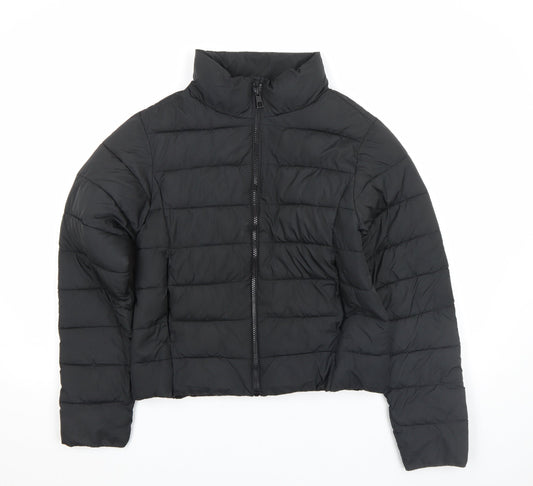MNG Women Black S Quilted Puffer Jacket Lightweight Zip Up
