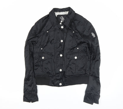 Additional front view of Refrigue girls’ black polyamide bomber jacket m water resistant lined