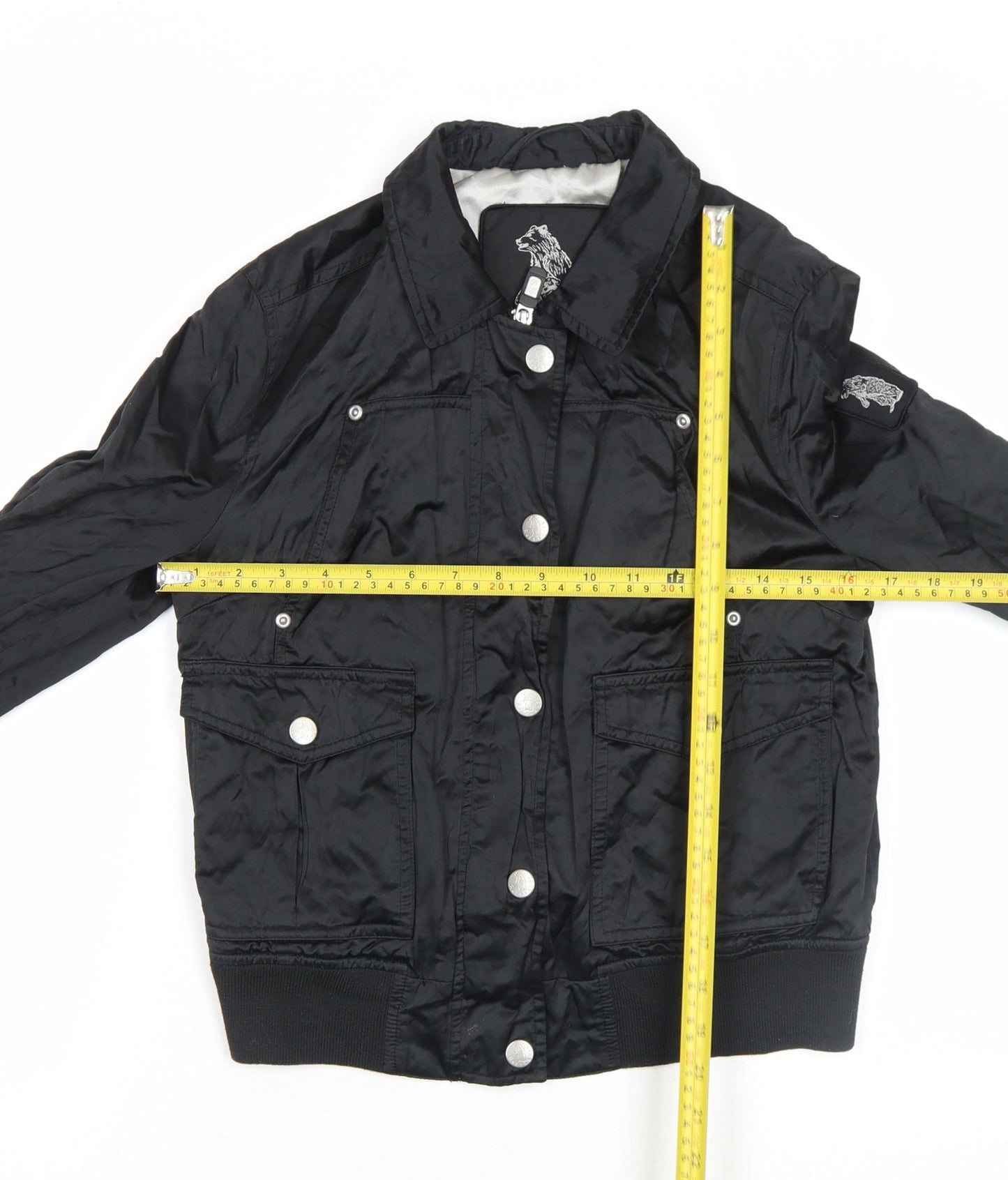 Refrigue Girls Black Polyamide Bomber Jacket M Water Resistant Lined