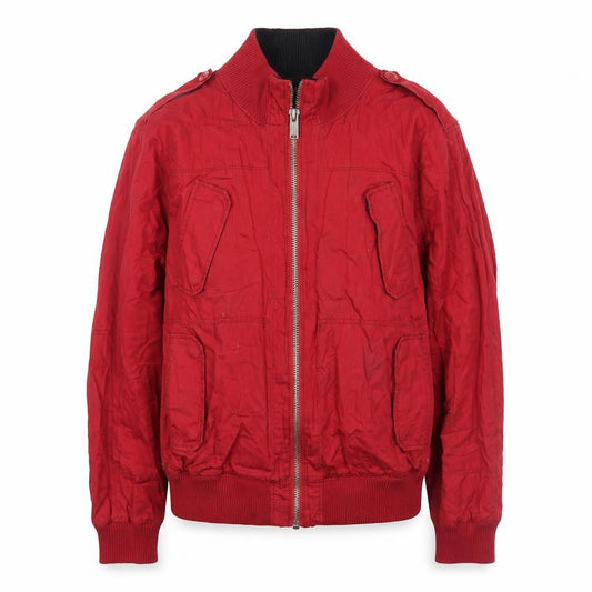 Zara Men Red Bomber Jacket Size L Full Zip Pockets Casual Style
