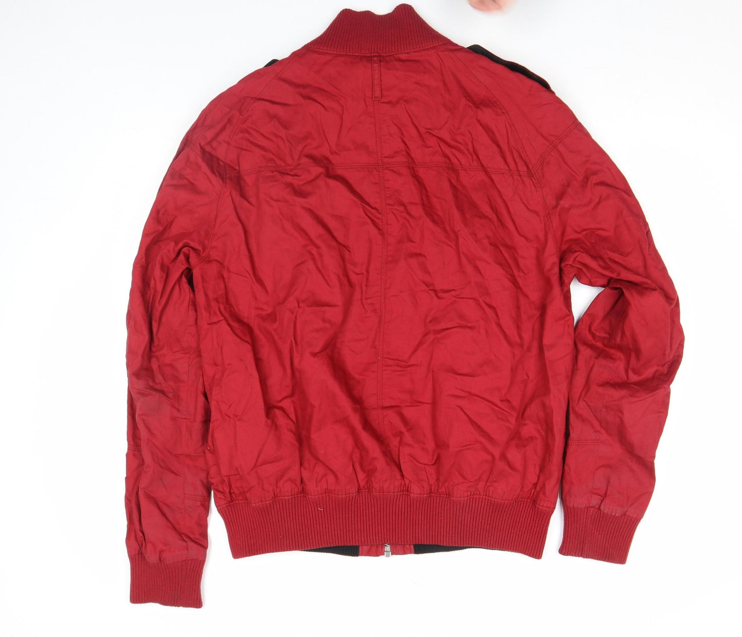 Zara Men Red Bomber Jacket Size L Full Zip Pockets Casual Style