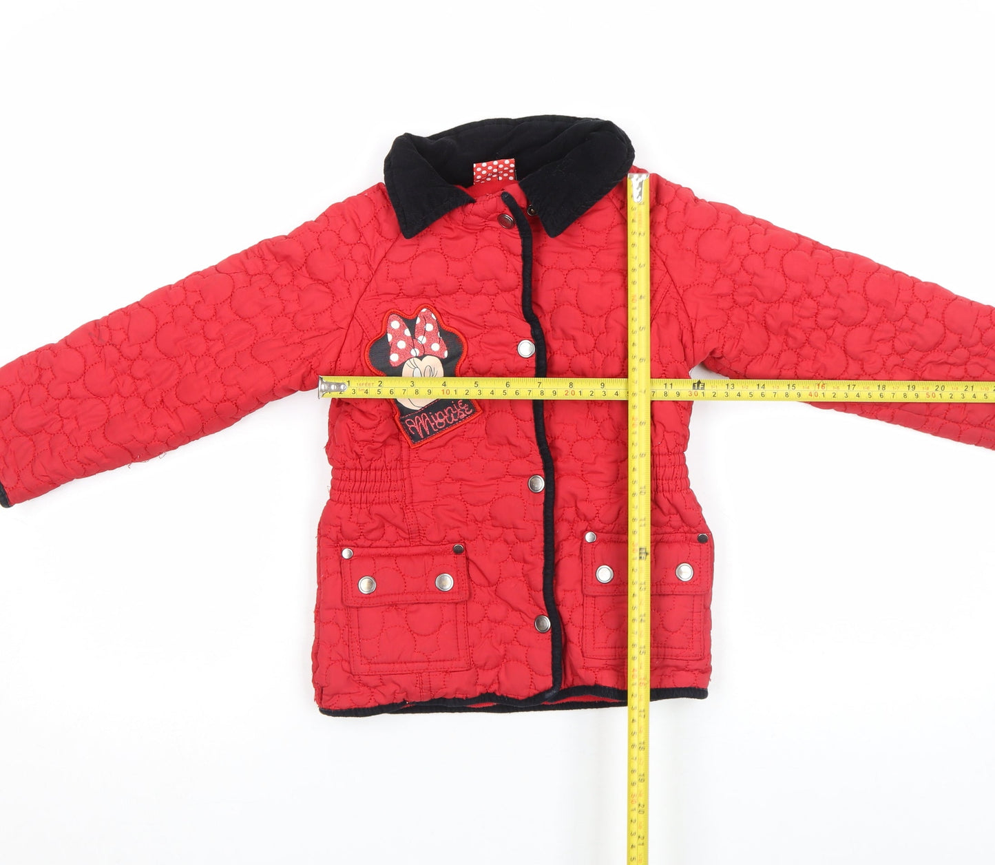 Disney Girls Red Minnie Mouse Quilted Jacket 4-5 Years Lined Winter Coat