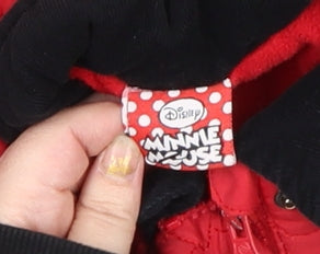 Disney Girls Red Minnie Mouse Quilted Jacket 4-5 Years Lined Winter Coat