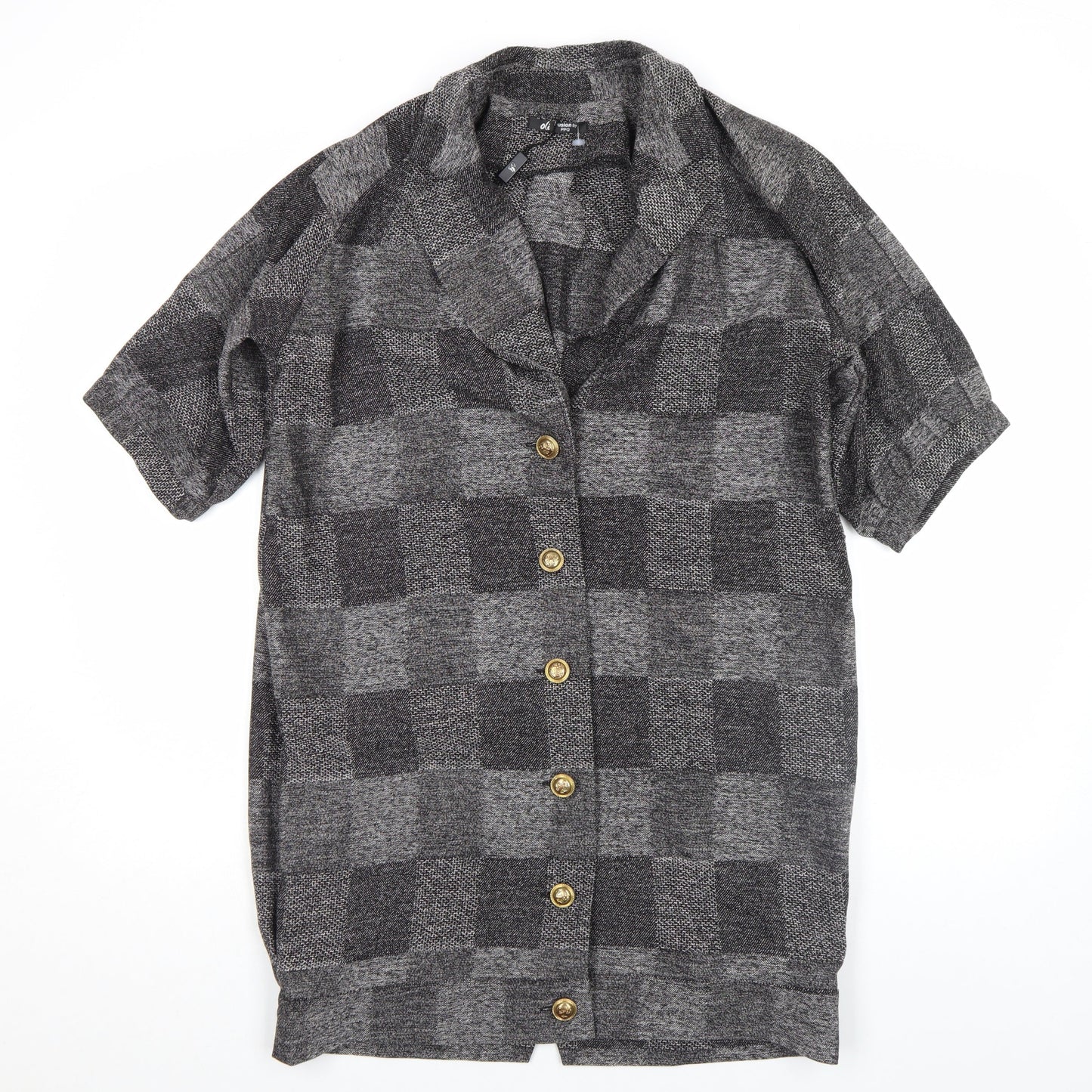 Oli Fusion by PPQ Women's Grey Check Short Sleeve Waistcoat UK 10
