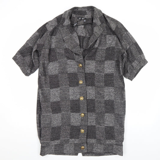 Oli Fusion by PPQ Women's Grey Check Short Sleeve Waistcoat UK 10